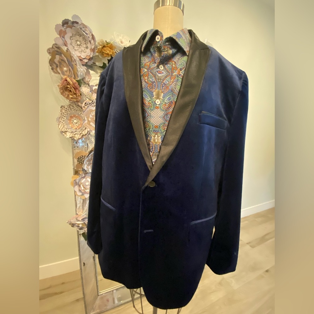Inc International Concept Men’s New Velvet Jacket Blue - Picture 5 of 13